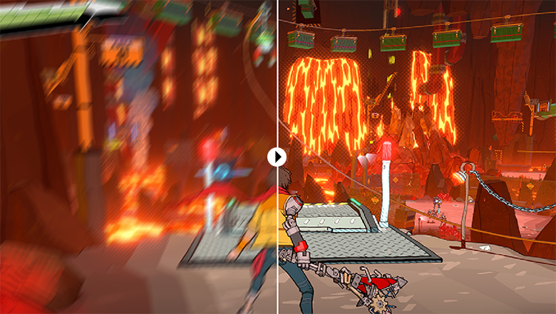 Vergleichsbild: Flüssiges, scharfes Gaming dank hoher 144 Hz Bildwiederholrate