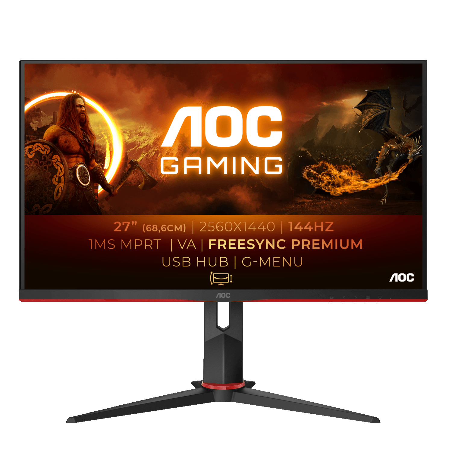 Bild von AOC Q27G2U/BK Gaming Monitor - WQHD, 144 Hz, FreeSync Premium