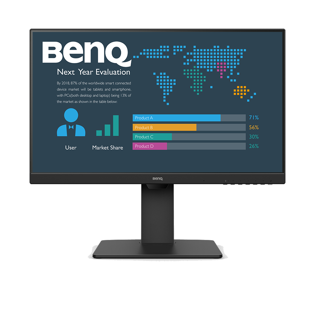 Bild von BenQ BL2486TC Monitor 60,5 cm (23,8 Zoll) Full HD, IPS, 5ms, 100Hz, HDMI, DisplayPort, USB-C
