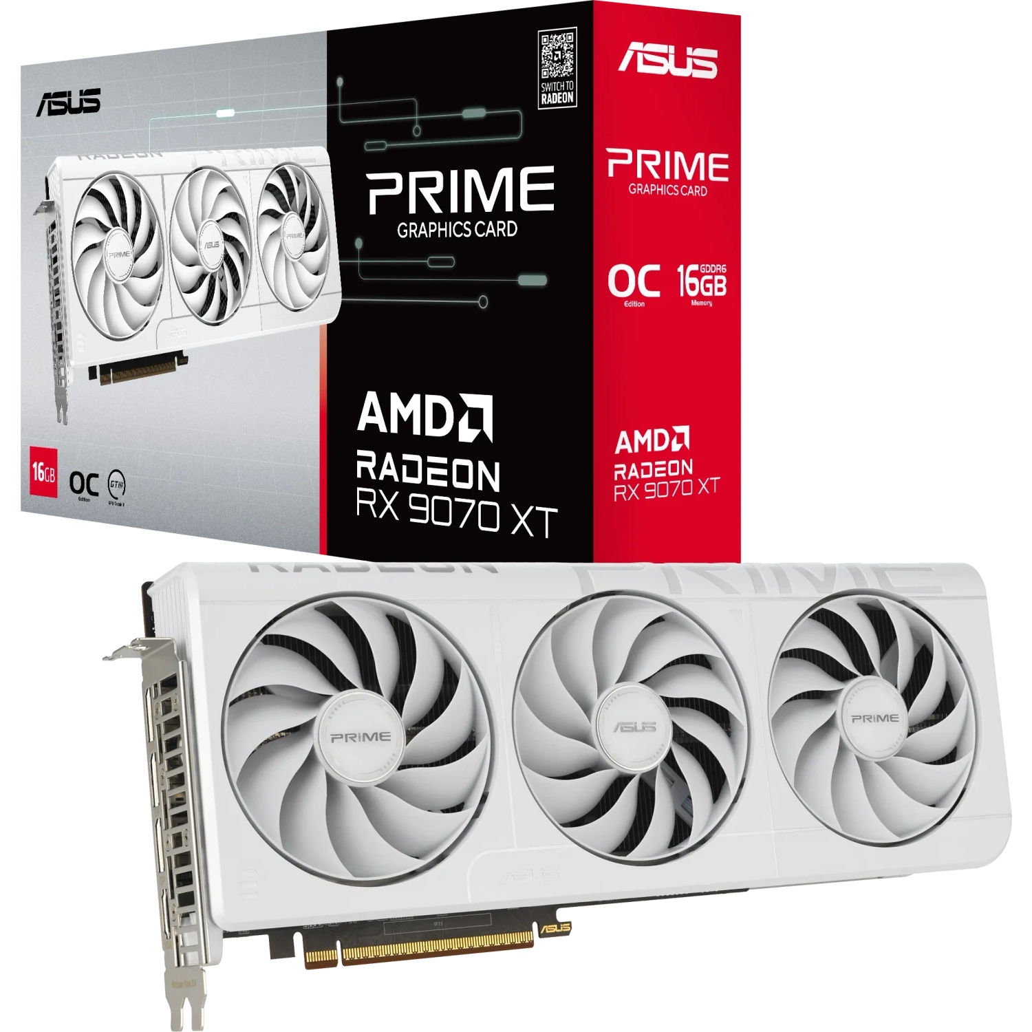 Bild von Asus PRIME Radeon RX 9070 XT 16GB WHITE Grafikkarte