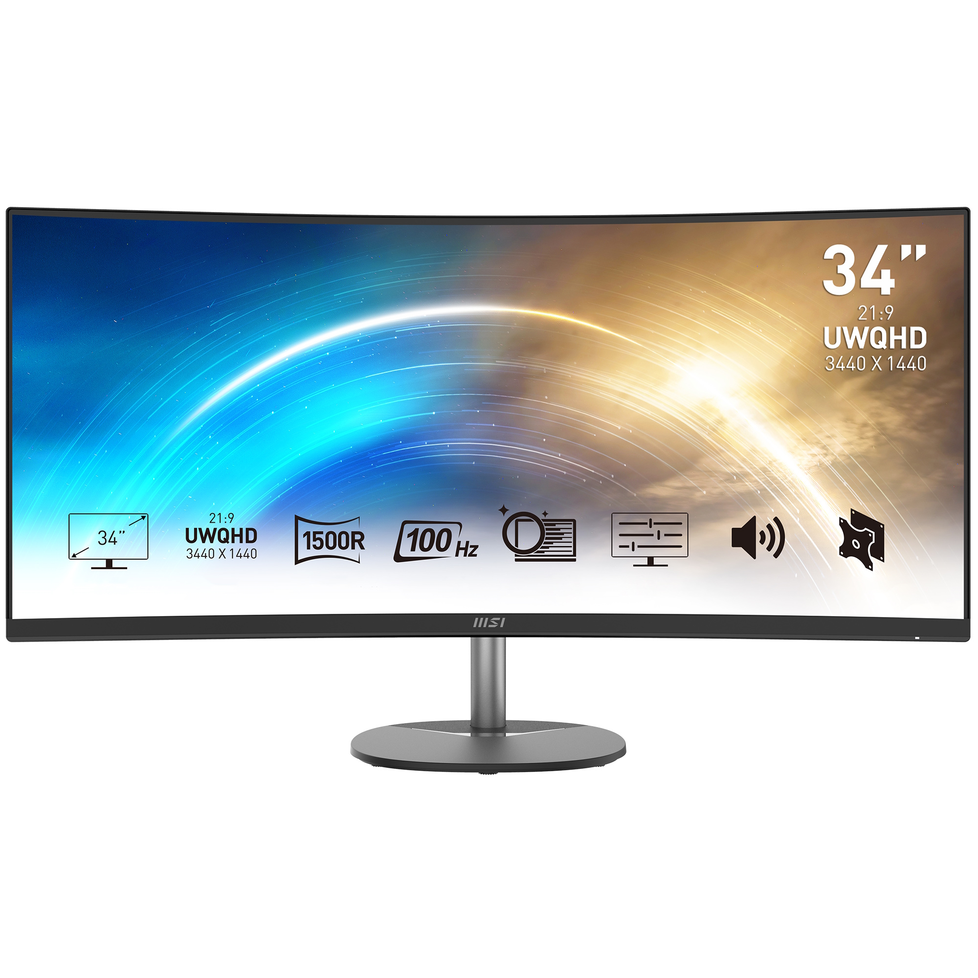 Bild von MSI PRO MP341CQDE Office Monitor - Curved, 100 Hz, Lautsprecher