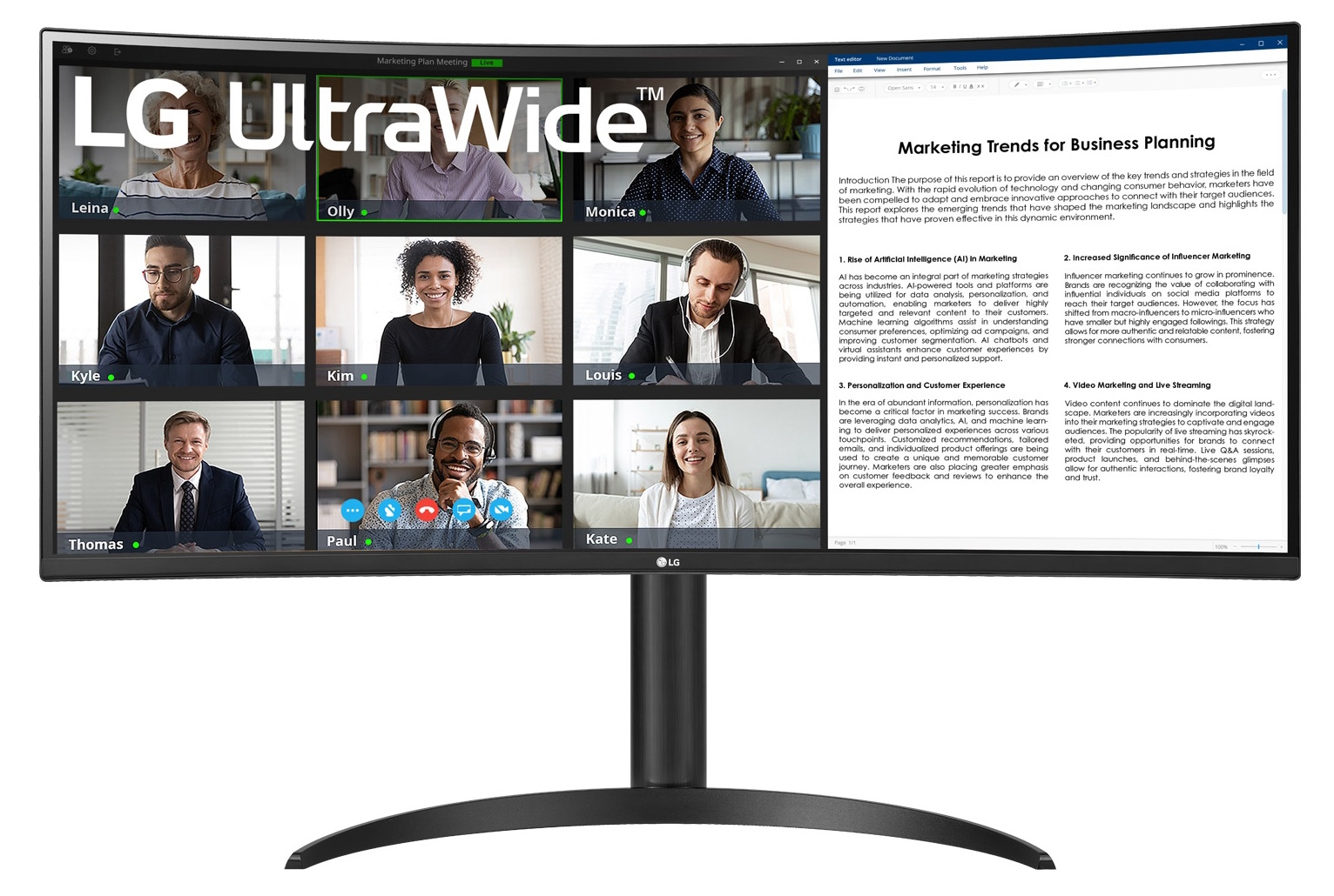 Bild von LG 34WR55QK-B Office Monitor - UWQHD, Curved VA Panel