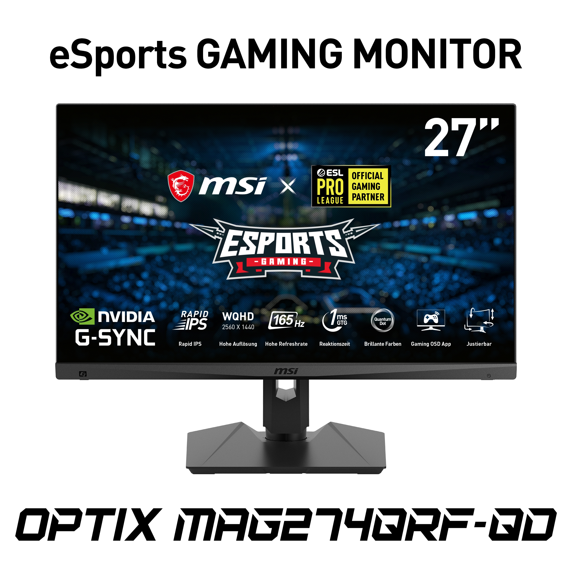 Bild von MSI Optix MAG274QRFDE-QD Gaming Monitor - QHD,165Hz, 1ms (GtG)