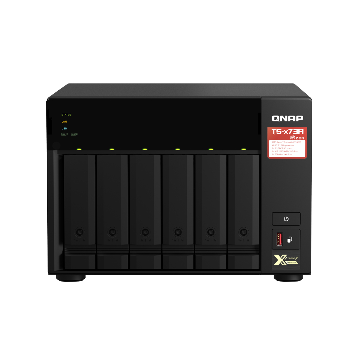 Bild von QNAP TS-673A-8G NAS 6-Bay [0/6 HDD/SSD, 2x 2.5 Gigabit Ethernet, 3x USB-A, 1x USB-C, 8GB RAM]