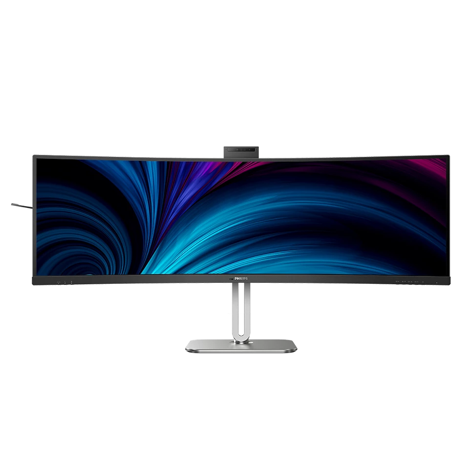 Bild von Philips 49B2U6900CH 49 Zoll DQHD Curved Monitor, Webcam, Mikrofon, RJ45, höhenverstellbar (5120x1440, HDMI, DisplayPort, USB-C, USB Hub) schwarz