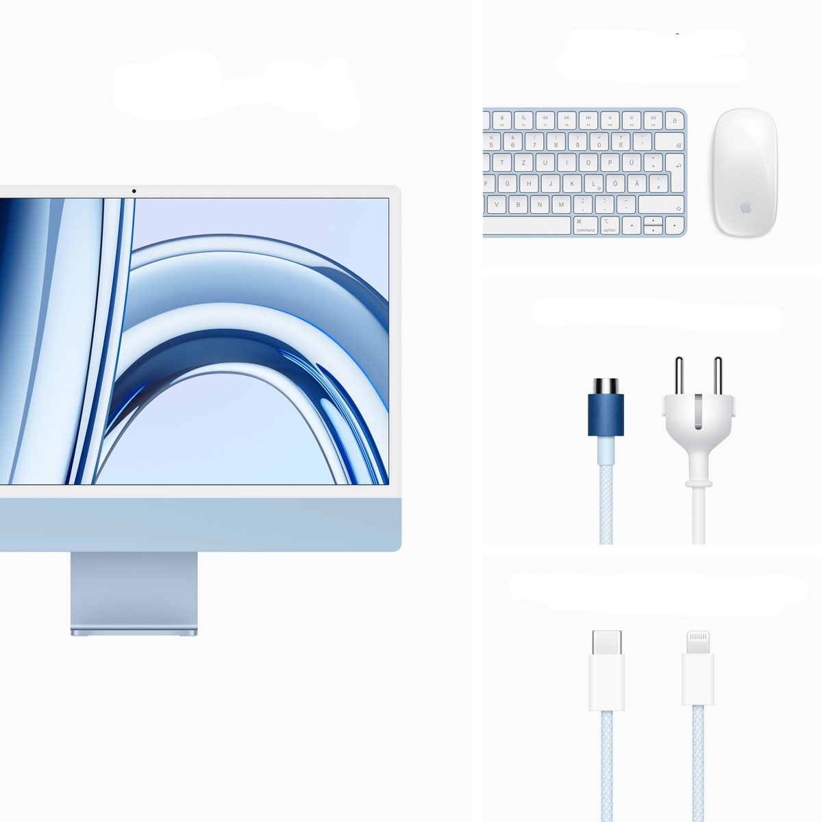 Bild von Apple iMac MQRC3D/A Blau - 61cm(24‘‘) M3 8-Core Chip, 8-Core GPU, 8GB Ram, 256GB SSD