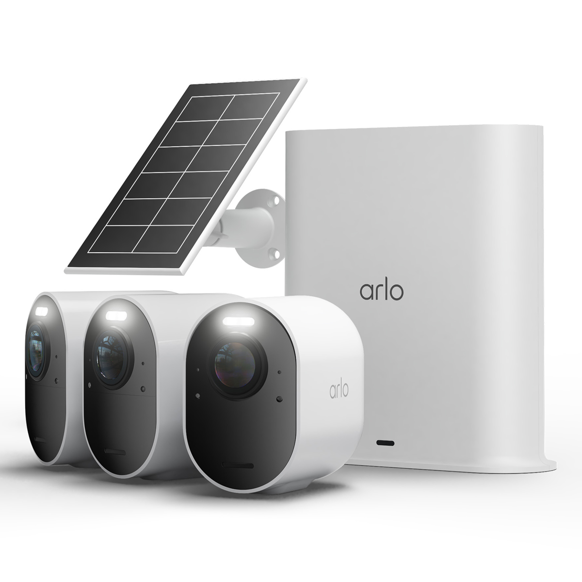 Bild von Arlo Ultra 3 Kamera Weiß 3er Set inkl. Smart Hub und Solarpanel