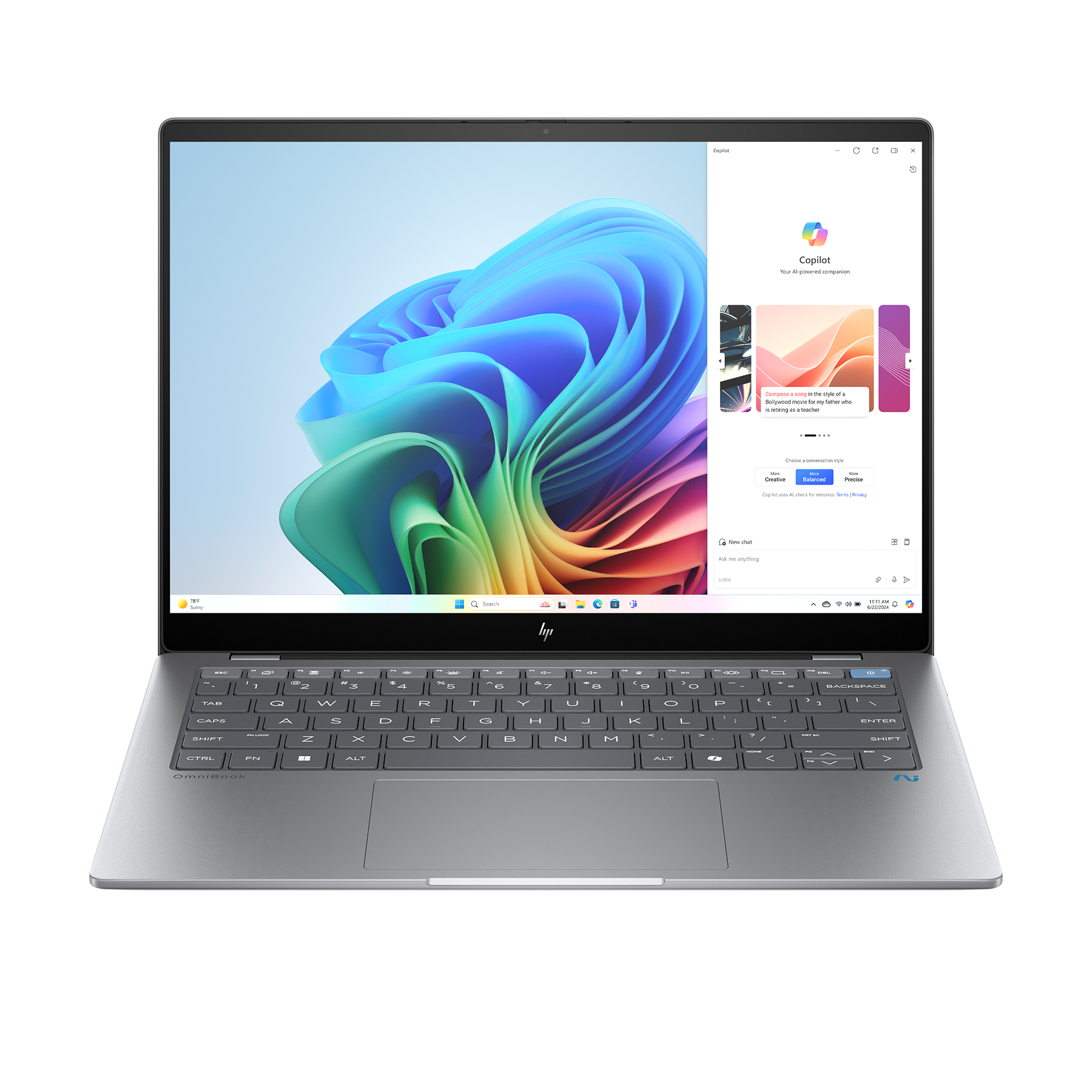 Bild von HP OmniBook X AI PC 14-fe0165ng 14" 2.2k IPS Touch, QC Snapdragon X Elite X1E-78-100, 16GB RAM, 1TB SSD, Windows 11