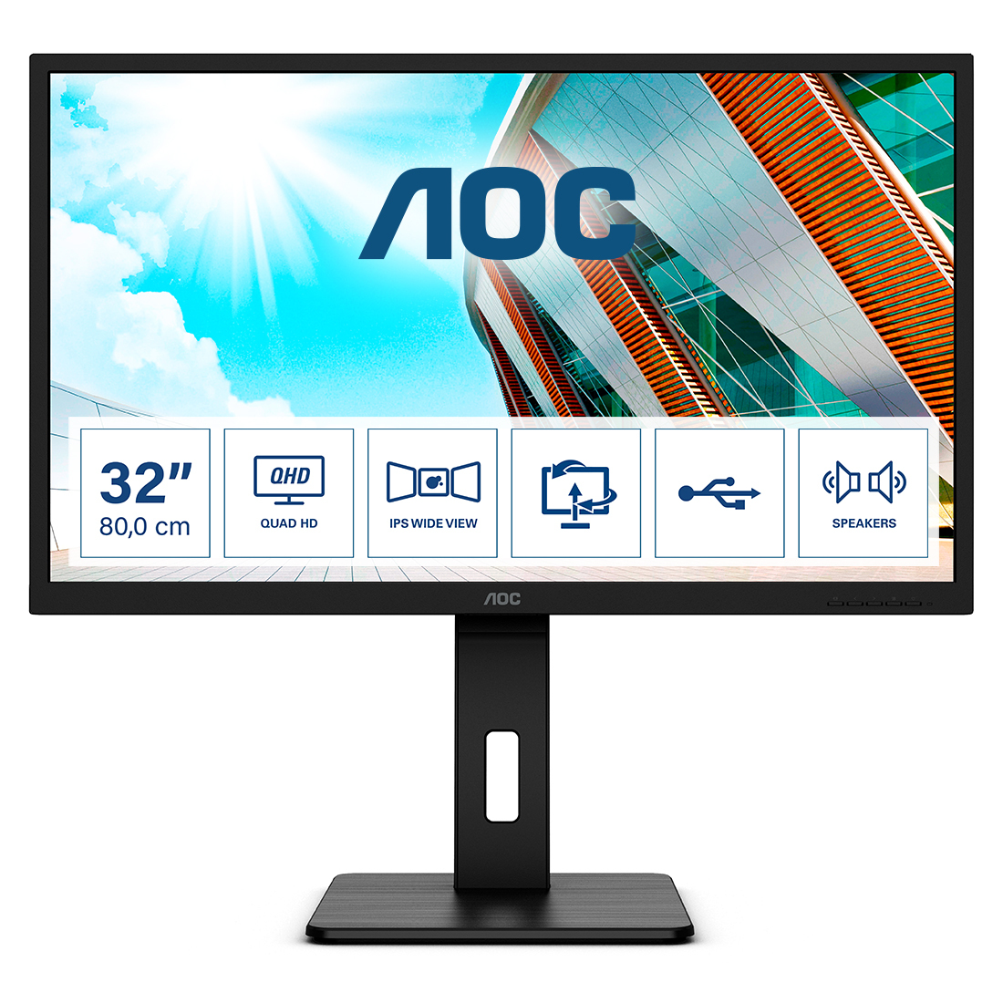 Bild von AOC Q32P2 Office Monitor - Höhenverstellung, Lautsprecher